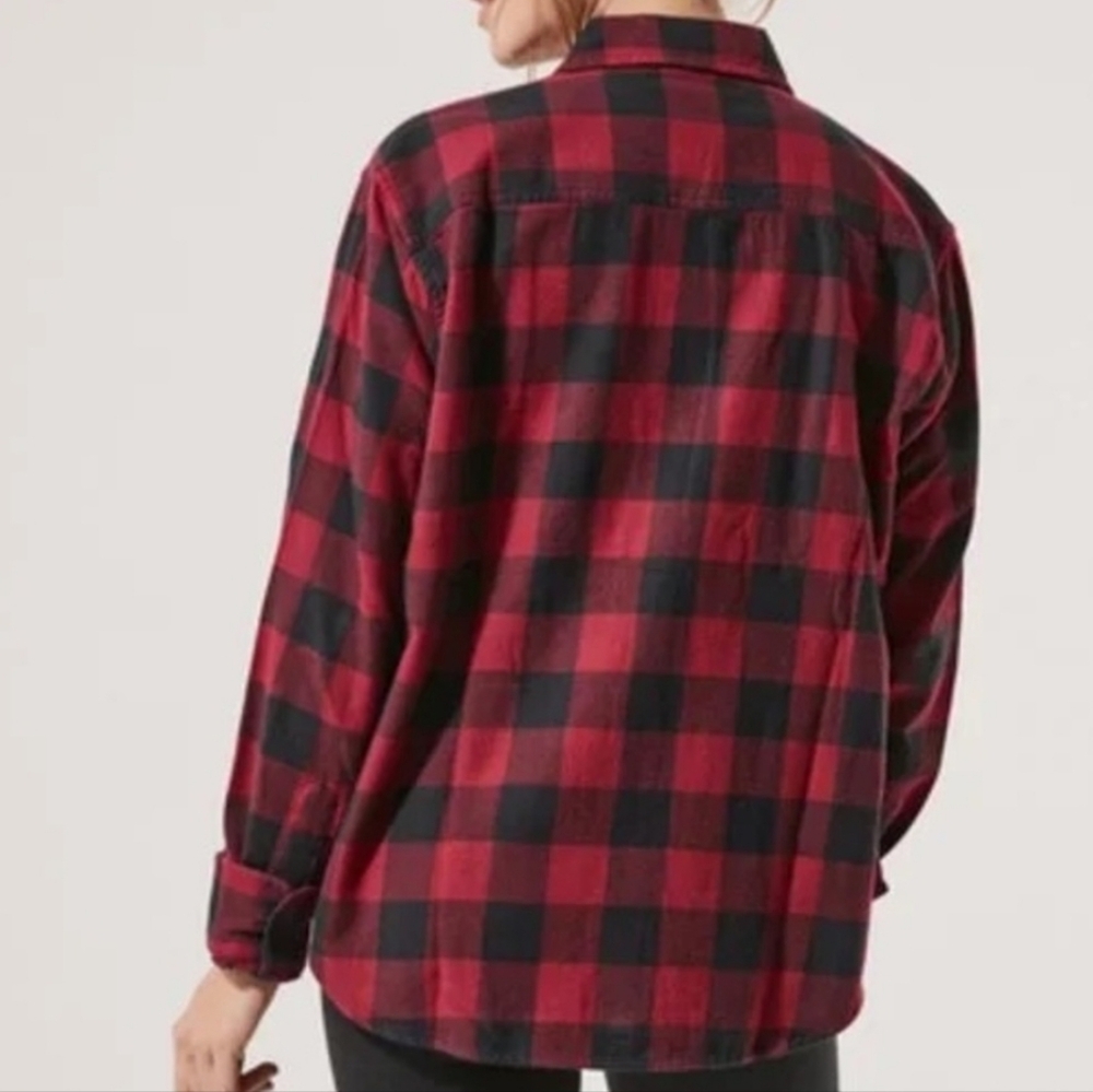 Pact Women's Fireside Flannel Buffalo Plaid Black Red Organic Cotton - Picture 3 of 14